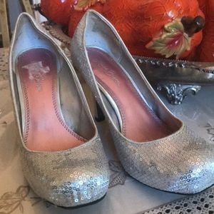 Silver sequin shoes